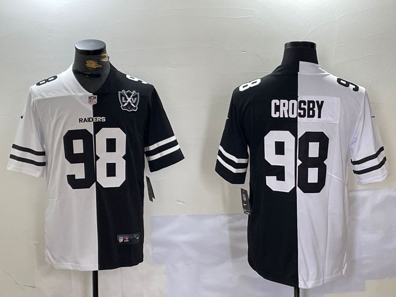 Men Oakland Raiders #98 Crosby Black White Nike 2024 Limited NFL Jersey style 2